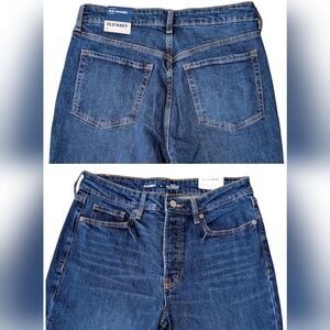 Old Navy Blue Jeans High Rise Straight Leg Sz 8 Medium Womens Ankle Raw Hem NWT